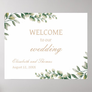 Eukalyptus Blätter Elegantes Hochzeitsszenario Poster