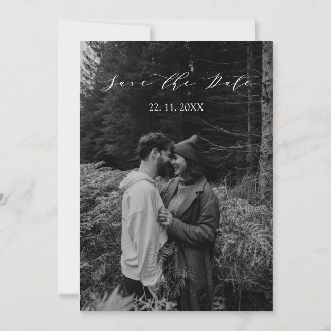 Eukalyptus-Blätter Foto Hochzeit speichern das Dat Save The Date (Rückseite)