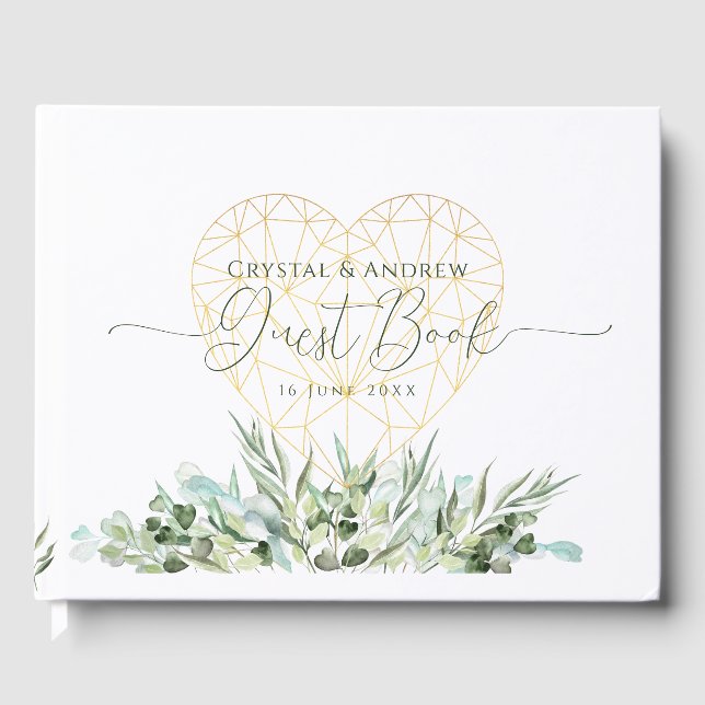 Eukalyptus-Blätter für das Hochzeitstil Gästebuch (Vorderseite)