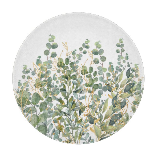 Eukalyptus-Blätter für Gold und Grüne Schneidebrett (Vorderseite)