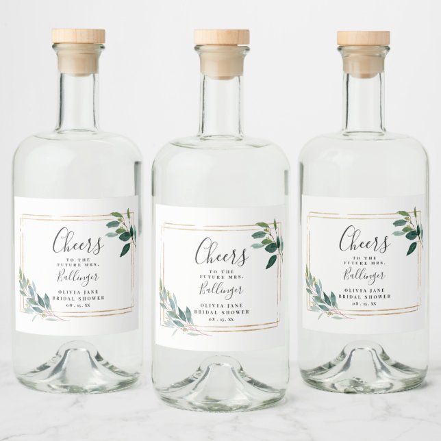 Eukalyptus-Blätter für Goldrahmen Alkoholflaschenetikett (Flaschen)