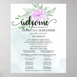 Eukalyptus-Blätter für Hochzeiten der lila Rose Poster