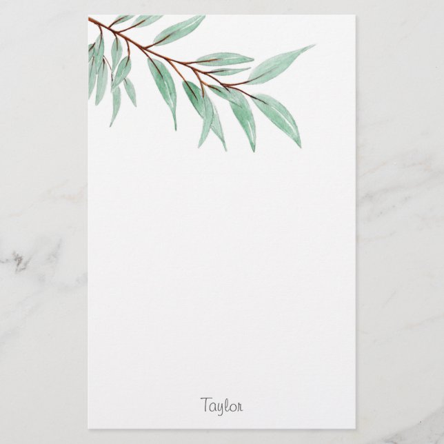 Eukalyptus-Blätter für Wasserfarben Briefpapier (Vorderseite)