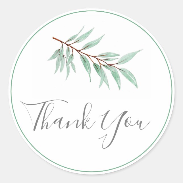 Eukalyptus-Blätter für Wasserfarben Runder Aufkleber (Vorderseite)