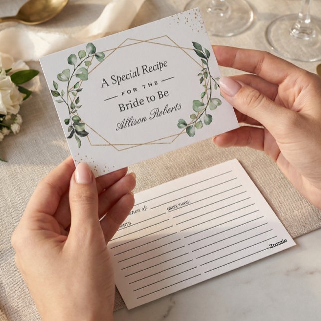 Eukalyptus-Blätter Geometrisches Brautparty Rezept Postkarte (Von Creator hochgeladen)