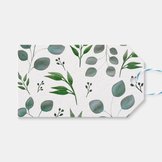 Eukalyptus-Blätter Geschenkanhänger (Vorderseite (Horizontal))