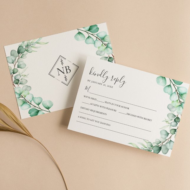 Eukalyptus-Blätter Hochzeiten RSVP Karte (Von Creator hochgeladen)