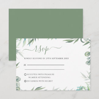 Eukalyptus-Blätter Hochzeiten RSVP Karte