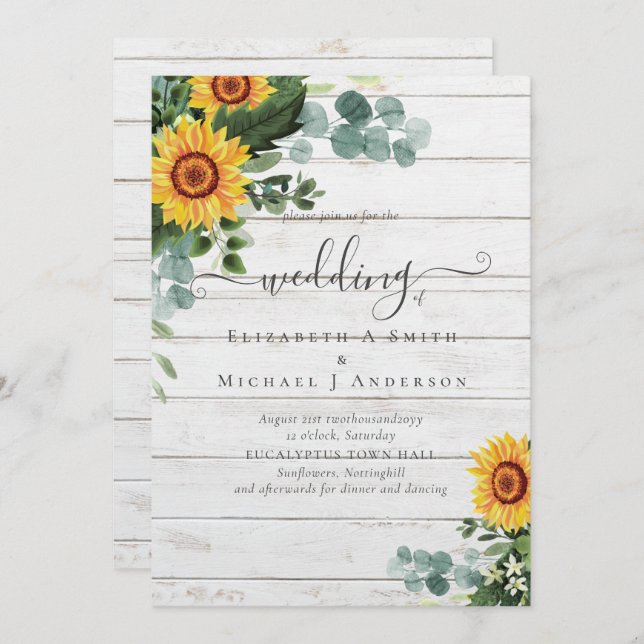 Eukalyptus-Blätter Hochzeiten: rustikale Sonnenblu (Vorne/Hinten)