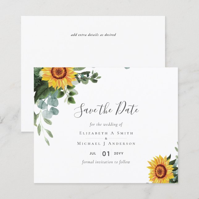 Eukalyptus-Blätter Hochzeiten: rustikale Sonnenblu (Vorne/Hinten)