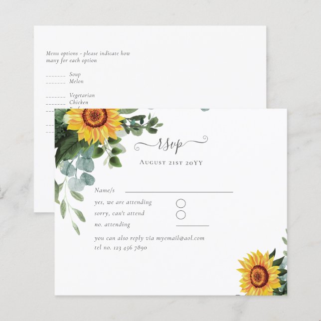 Eukalyptus-Blätter Hochzeiten: rustikale Sonnenblu (Vorne/Hinten)