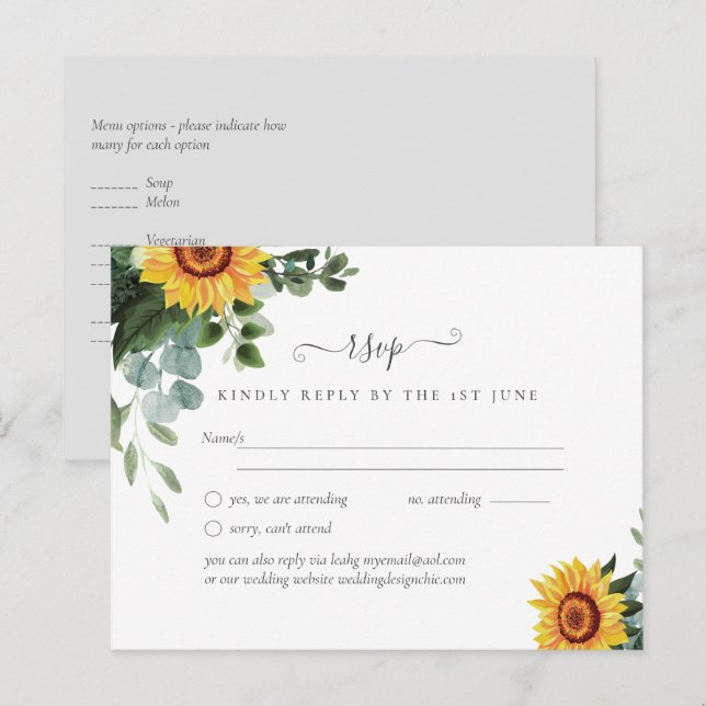 Eukalyptus-Blätter Hochzeiten: rustikale Sonnenblu Postkarte (Vorne/Hinten)