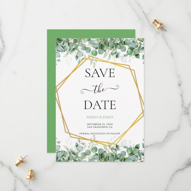 Eukalyptus-Blätter Hochzeiten Save The Date (Vorderseite/Rückseite Beispiel)