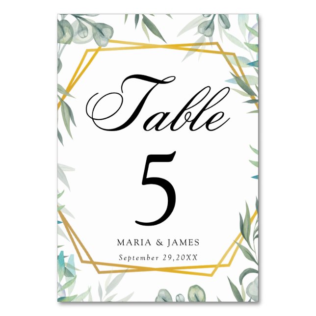 Eukalyptus-Blätter Hochzeiten Tischnummer (Vorderseite)