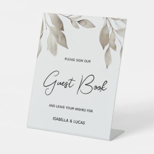 Eukalyptus-Blätter Hochzeitsbuch Sockelschild