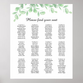 Eukalyptus-Blätter. Hochzeitskartentabelle Poster