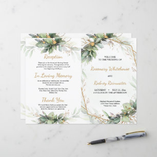 Eukalyptus Blätter Hochzeitsprogramm für goldene G