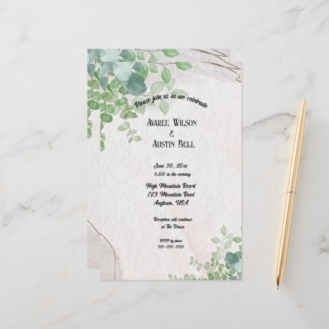 Eukalyptus-Blätter in Aquarellen in Goldrahmen (Vorderseite/Rückseite Beispiel)