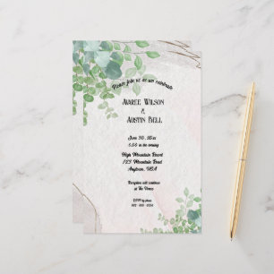 Eukalyptus-Blätter in Aquarellen in Goldrahmen