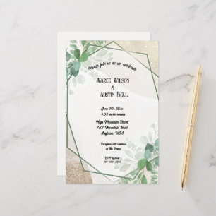 Eukalyptus-Blätter in Aquarellen in Goldrahmen