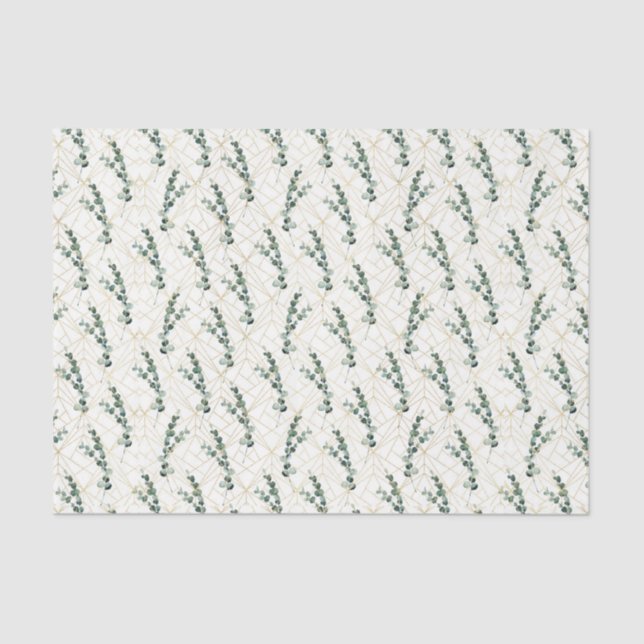 Eukalyptus-Blätter mit geometrischem Muster Seidenpapier (Vorderseite)