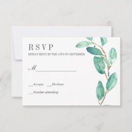 Eukalyptus-Blätter mit Hochzeitstipendium RSVP Karte