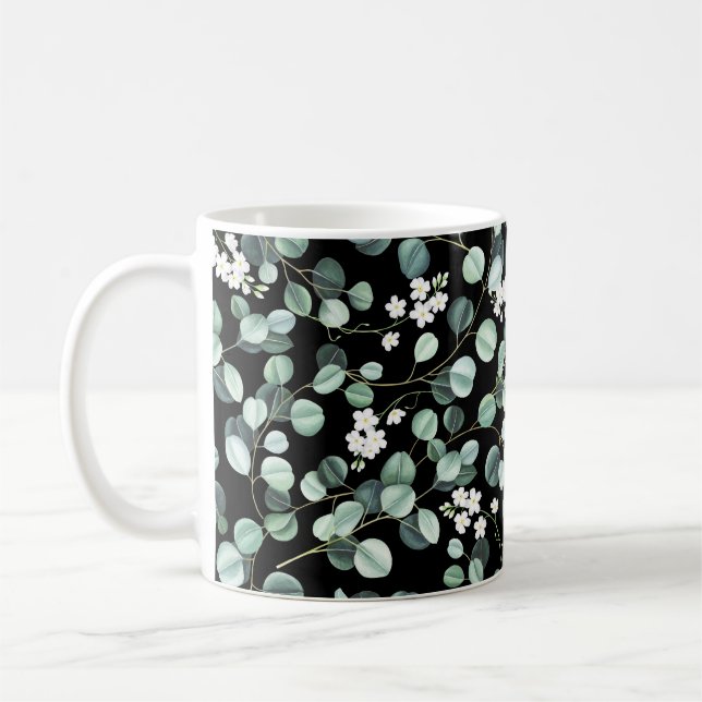 Eukalyptus-Blätter: Muster für weiße Blume Kaffeetasse (Links)