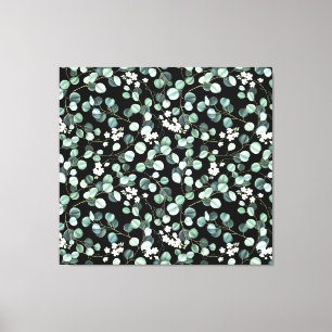 Eukalyptus-Blätter: Muster für weiße Blume Leinwanddruck