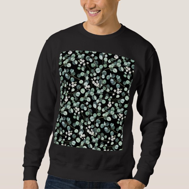 Eukalyptus-Blätter: Muster für weiße Blume Sweatshirt (Vorderseite)