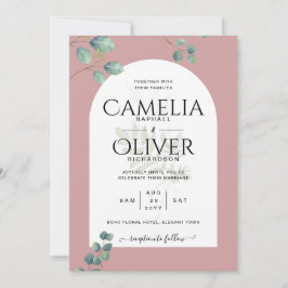 Eukalyptus-Blätter-Overlay-Arch-Hochzeit Einladung