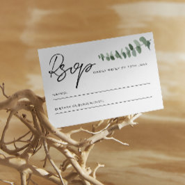 Eukalyptus Blätter QR Code Wedding RSVP Mitteilungskarte