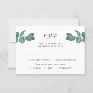 Eukalyptus Blätter Watercolor Wedding RSVP Karte