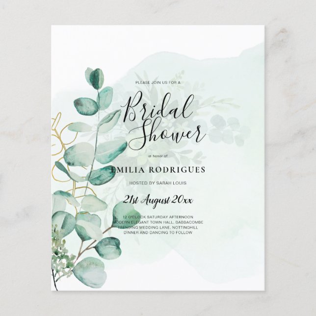 Eukalyptus Blätter Wedding Greenery QR CODE Modern Flyer (Vorne)