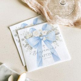 Eukalyptus Blau Schleife Baby Jungen Taufe Serviette