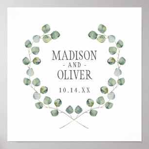 Eukalyptus-Bleirahmen Hochzeit Poster