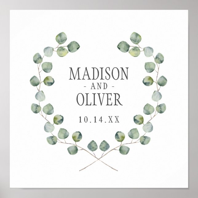 Eukalyptus-Bleirahmen | Hochzeit Poster (Vorne)