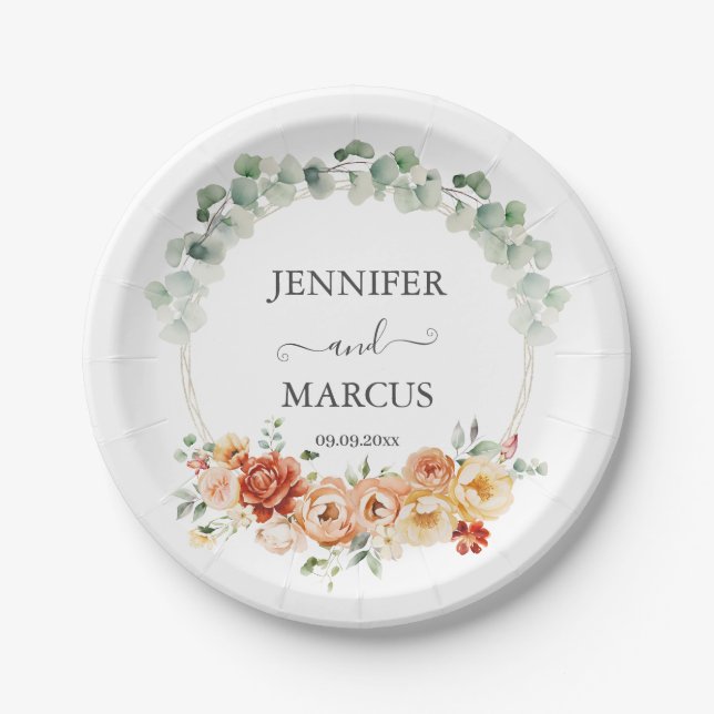 Eukalyptus & Blooms Elegance Paper Plate Pappteller (Vorderseite)