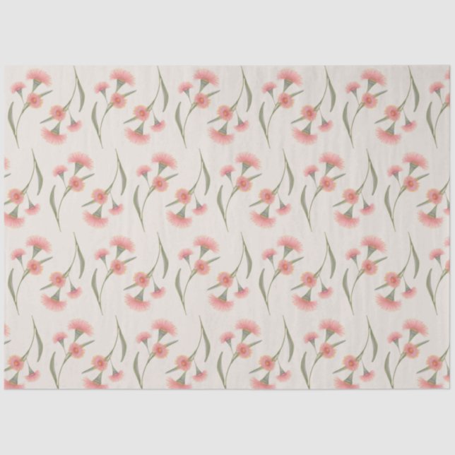 Eukalyptus Blossom auf Elfenbein Seidenpapier (Vorderseite)