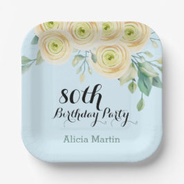 Eukalyptus Blue 80. Geburtstag Pappteller