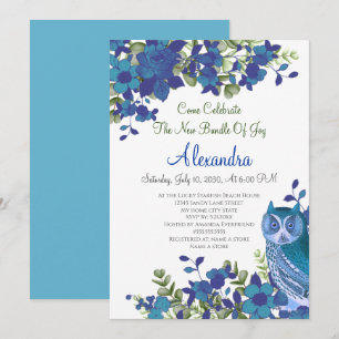 Eukalyptus Blue Aquamarin Floral Owl