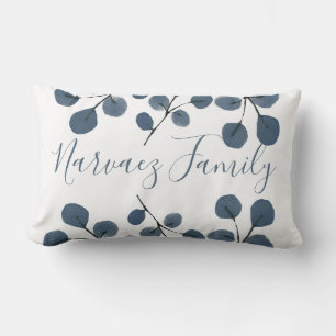 Eukalyptus Blue Botanical Hand bemalt Wasserfarbe Lendenkissen