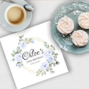 Eukalyptus Blue Rose Floral 100. Geburtstagsparty Serviette