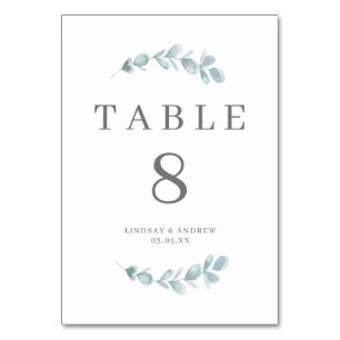 Eukalyptus Blue Wedding Tischnummer