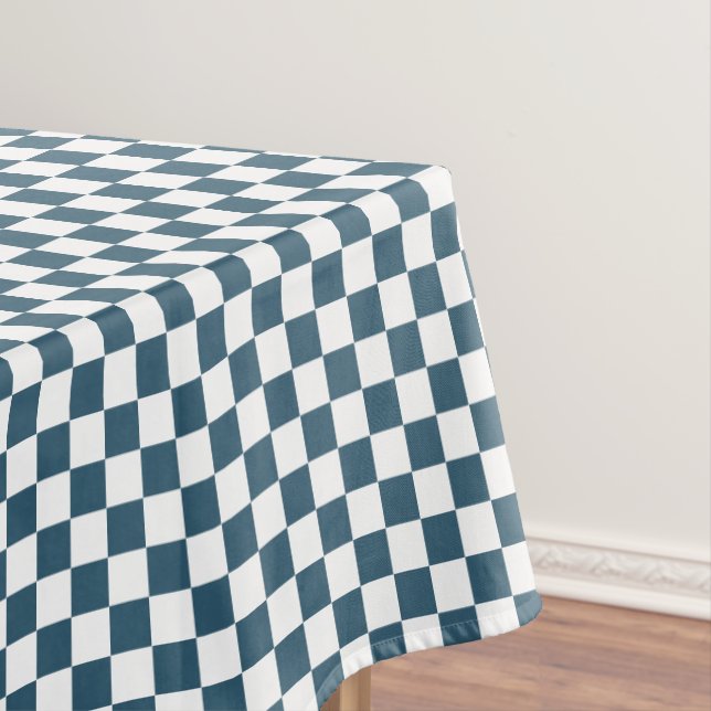 Eukalyptus Blue White Checkered Pattern Wohngestal Tischdecke (Beispiel)