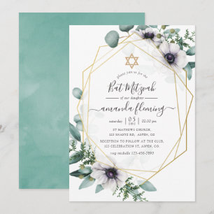 Eukalyptus-Blumen-Geometrischer Bat Mitzvah Einladung