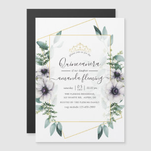 Eukalyptus-Blumen-Geometrischer Quinceañera Magneteinladung