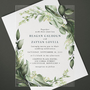 Eukalyptus-Blumenkranz Moderne Hochzeit Acryleinladungen