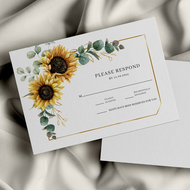 Eukalyptus Blütengrün RSVP Karte (Floral Sunflower Eucalyptus Wedding Response RSVP Enclosure Card)
