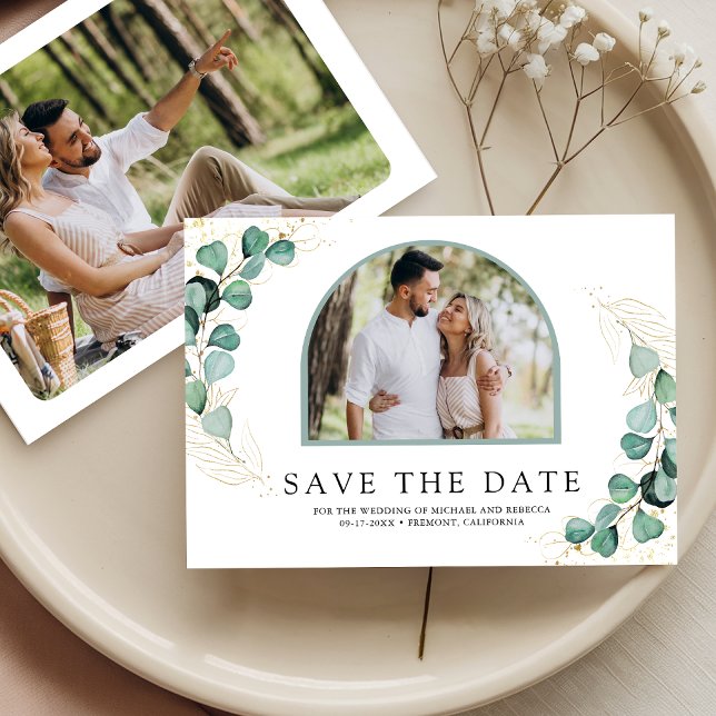 Eukalyptus-Bogen-Foto-Hochzeit Save The Date (Von Creator hochgeladen)