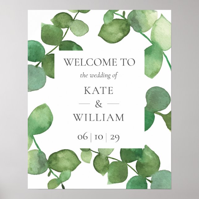 Eukalyptus Boho Greenerenerity Wedding Welcome Sig Poster (Vorne)